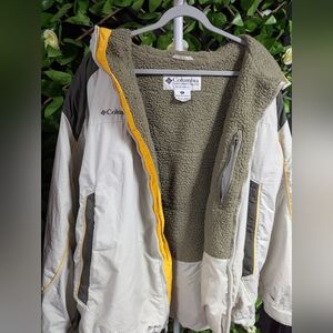Columbia Gray and White Raincoat with Hood